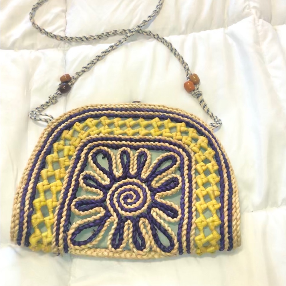 Boho Straw And Twine Woven Purse